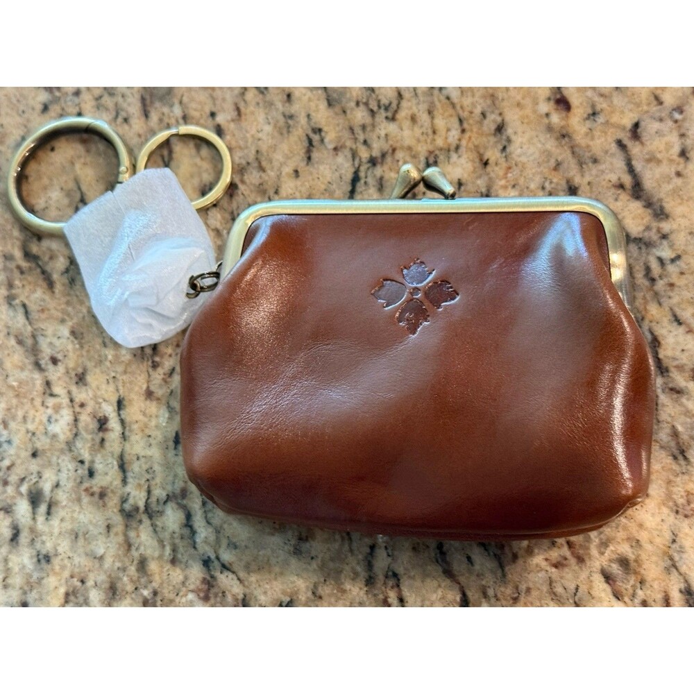 Patricia Nash Borse Brown Leather Kisslock Coin Purse Pouch RFID